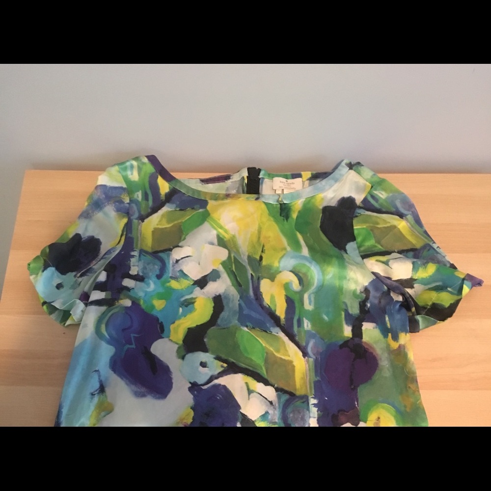 NWOT RARE Kate Spade 100% Silk Watercolor Shirt